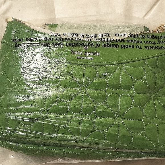 Kate Spade Green Quilted Shoulder Bag W Jewelry Bundle - Picture 10 of 11